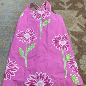 Lilly Pulitzer size 14 hot pink with bright pink and green flowers.